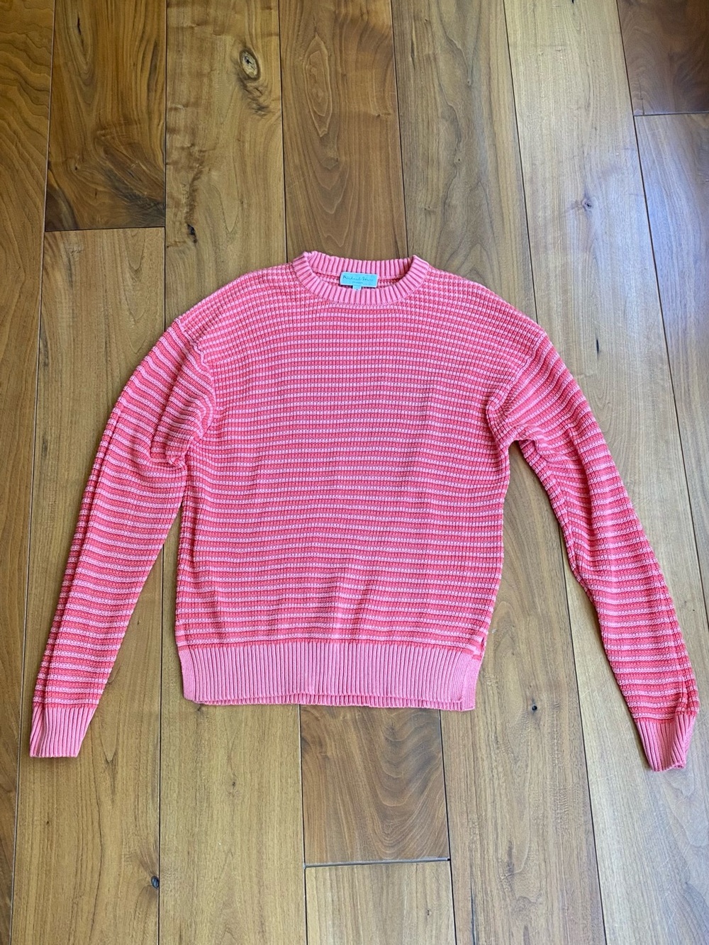 Michael Stars Maggie Tonal Stripe Crewneck Sweater, Coral Pink